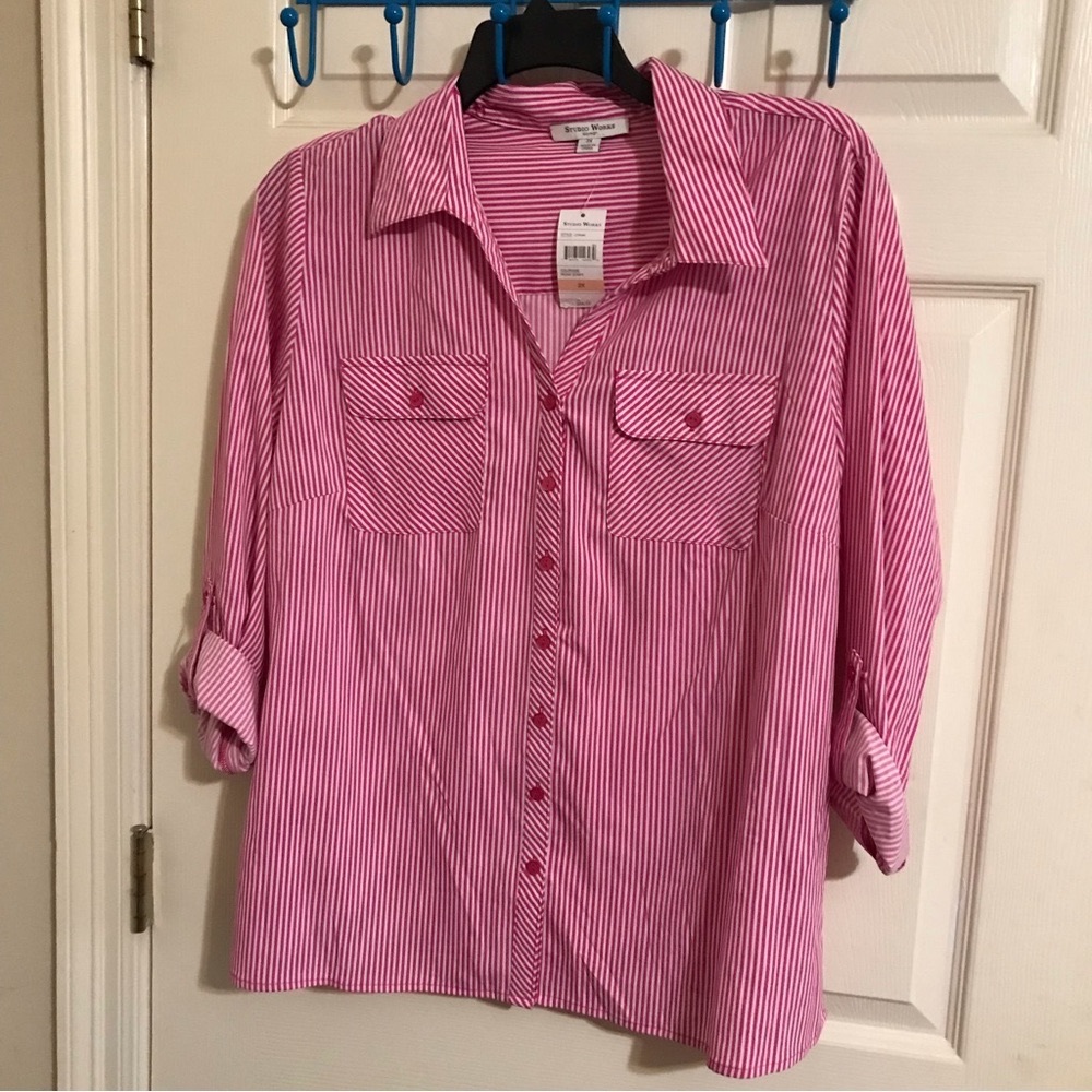 Pink and White Stripe Top
